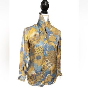Vintage 70’s Jack Winter Flower Power 70's Pointed Collar Shirt Size Small
